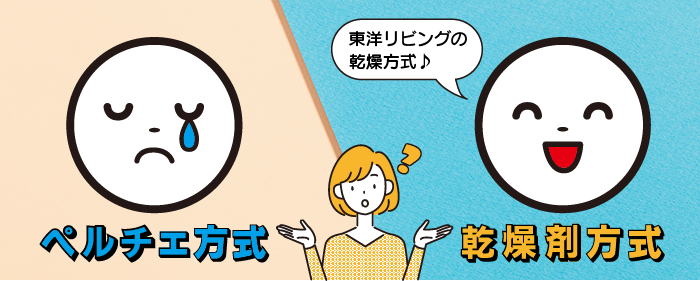 ペルチェ方式と乾燥剤方式